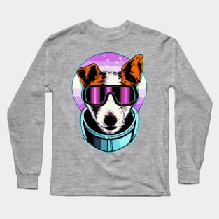 Jack Russell Terrier 80s Retro Space Dog Lover Long Sleeve T-Shirt